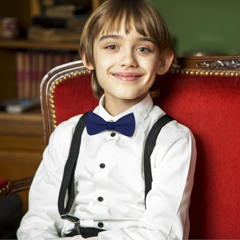 Eshwb Kids Bow Tie, Classic Solid Color Pre-Tied Bow Tie Adjustable Neck Bowtie for Boys Wedding Parties - Image 4